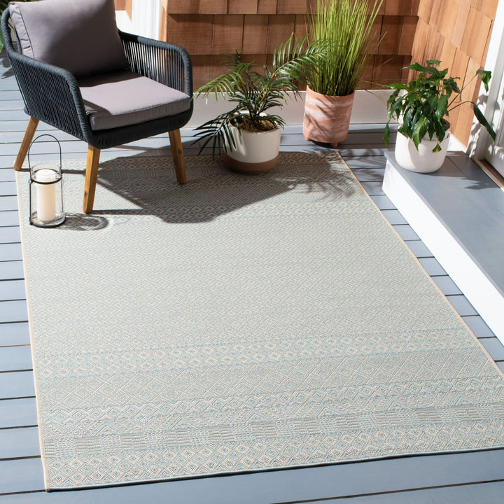 SAFAVIEH Outdoor CY6235-21312 Courtyard Beige / Aqua Rug Image 1