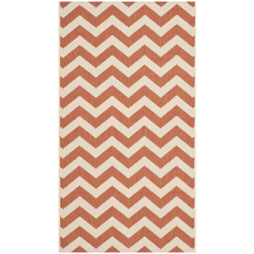 SAFAVIEH Outdoor CY6244-241 Courtyard Terracotta / Beige Rug Image 1