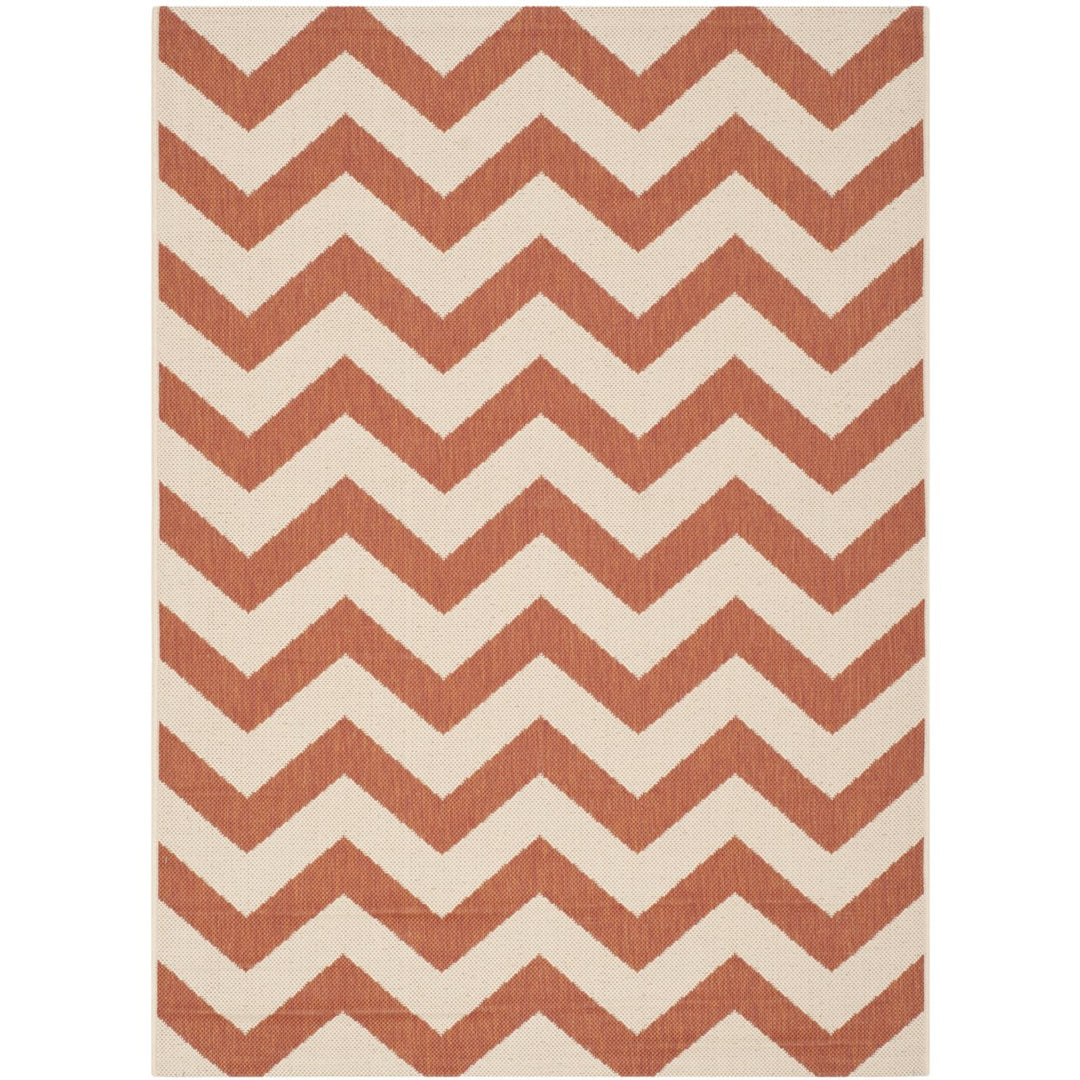 SAFAVIEH Outdoor CY6244-241 Courtyard Terracotta / Beige Rug Image 1