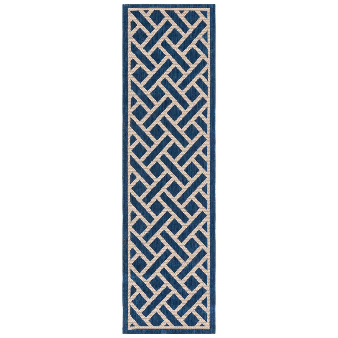 SAFAVIEH Outdoor CY6303-258 Courtyard Navy / Light Beige Rug Image 6