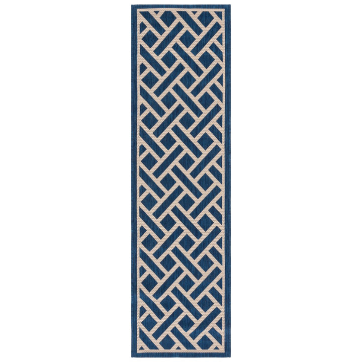 SAFAVIEH Outdoor CY6303-258 Courtyard Navy / Light Beige Rug Image 6