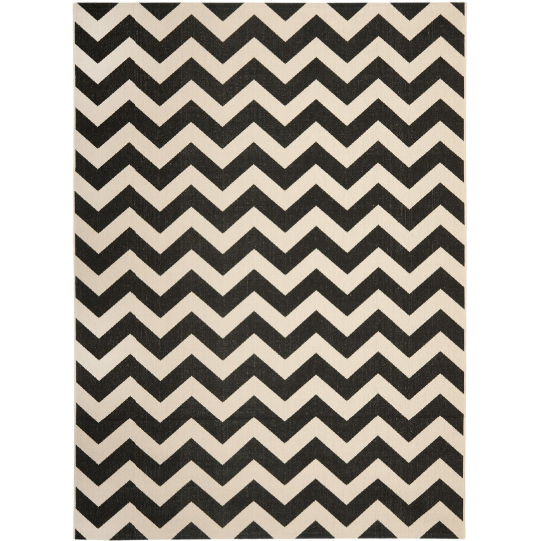 SAFAVIEH Indoor Outdoor CY6244-256 Courtyard Black / Beige Rug Image 1