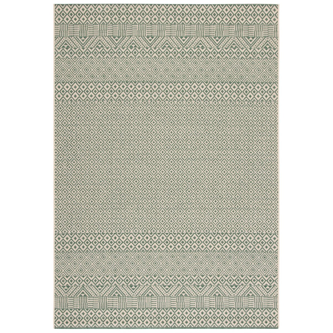 SAFAVIEH Outdoor CY6235-32212 Courtyard Dark Green / Beige Rug Image 1