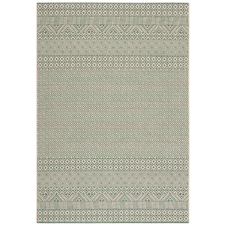 SAFAVIEH Outdoor CY6235-32212 Courtyard Dark Green / Beige Rug Image 1