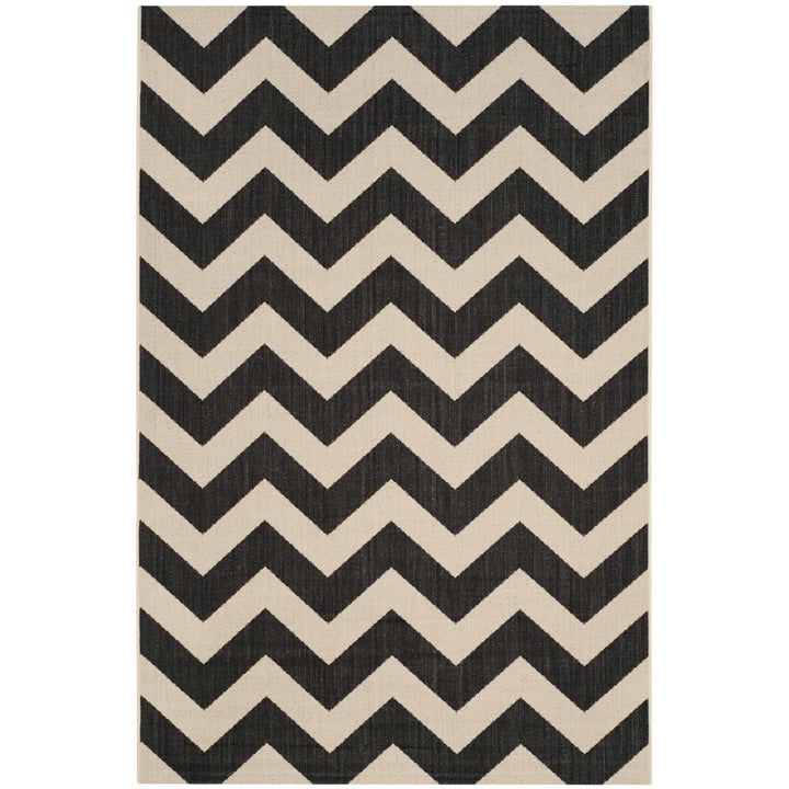 SAFAVIEH Indoor Outdoor CY6244-256 Courtyard Black / Beige Rug Image 1