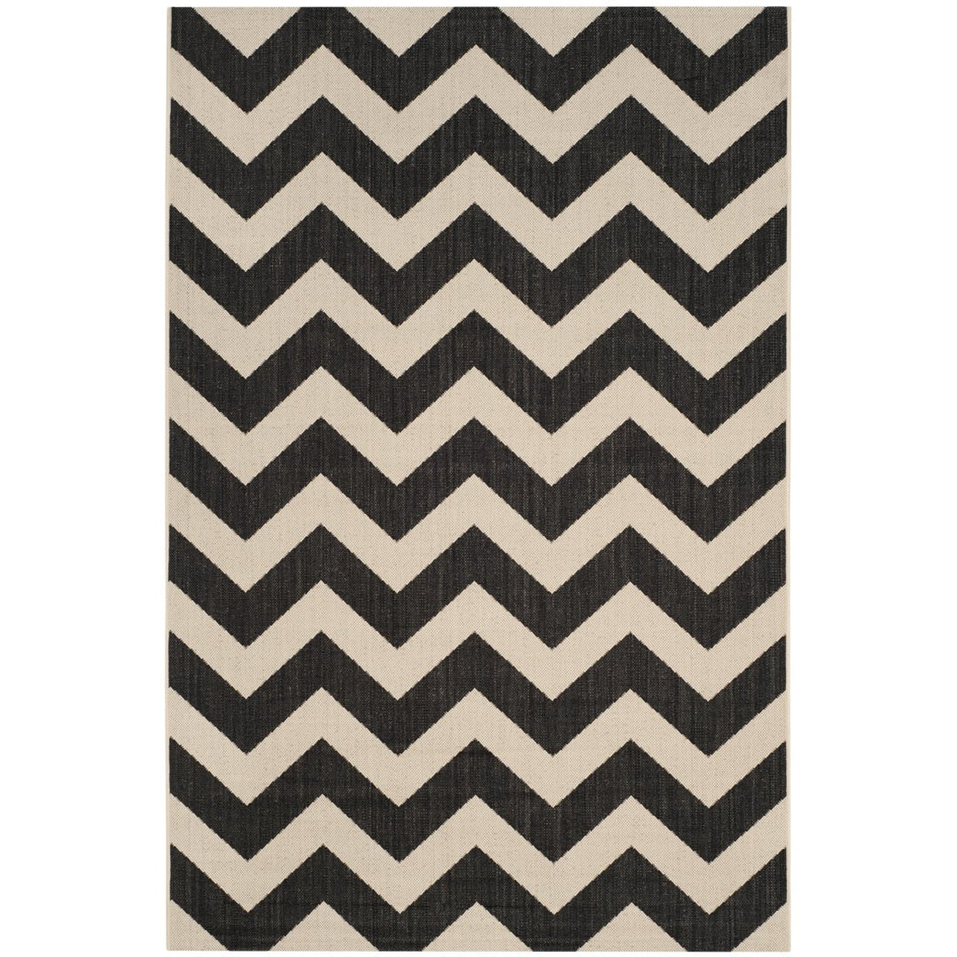 SAFAVIEH Indoor Outdoor CY6244-256 Courtyard Black / Beige Rug Image 1