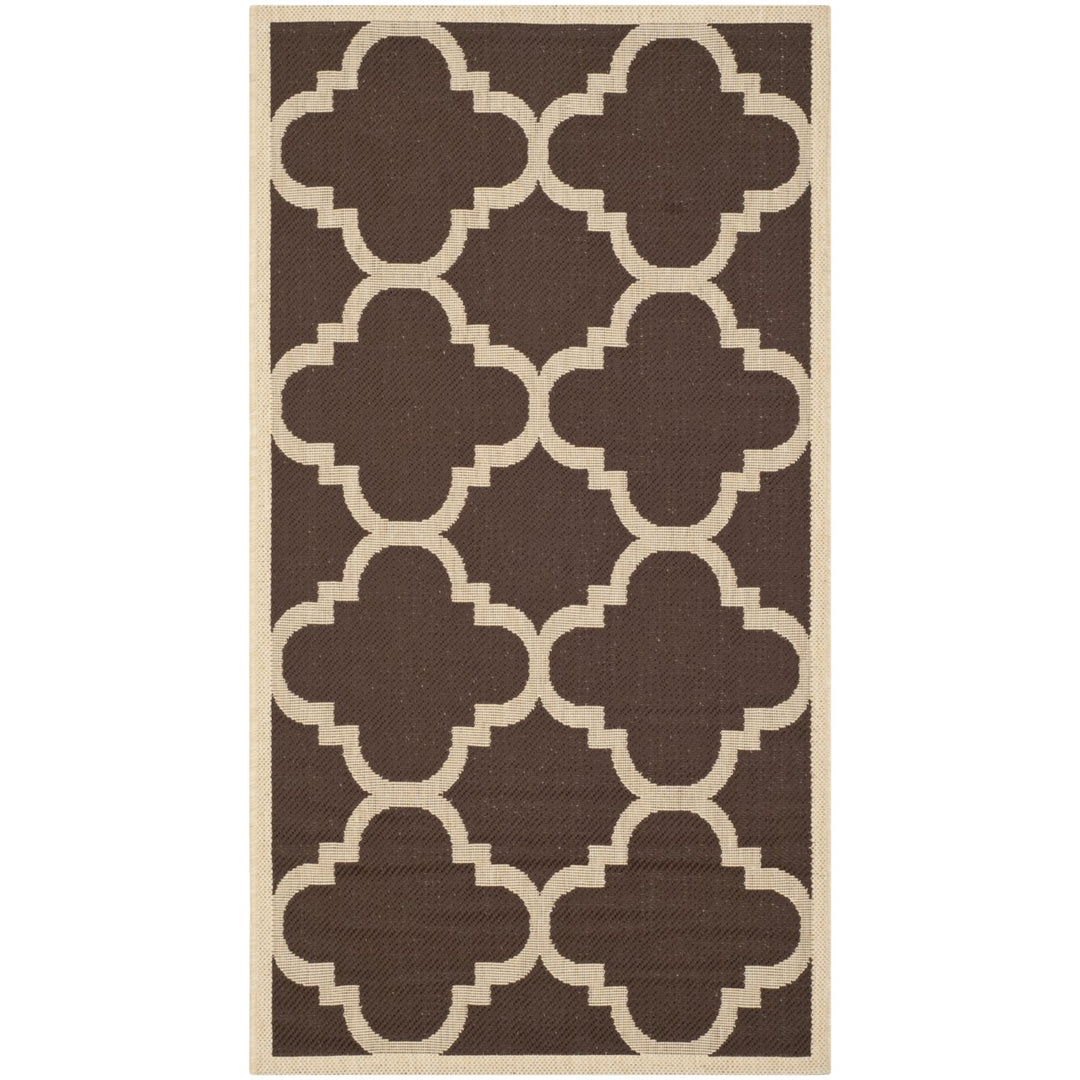 SAFAVIEH Outdoor CY6243-204 Courtyard Collection Dark Brown Rug Image 1