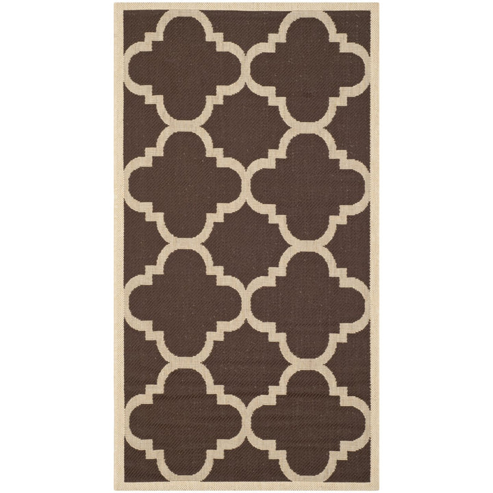 SAFAVIEH Outdoor CY6243-204 Courtyard Collection Dark Brown Rug Image 1