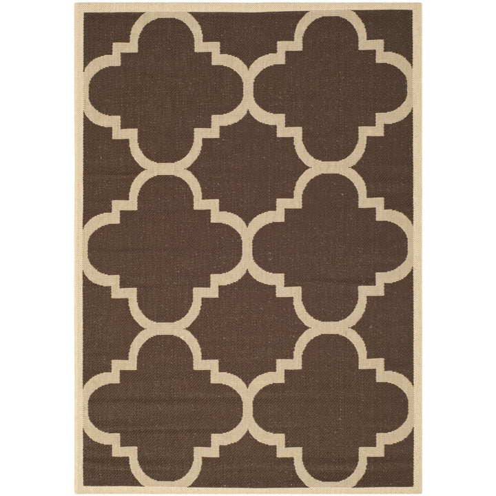 SAFAVIEH Outdoor CY6243-204 Courtyard Collection Dark Brown Rug Image 1