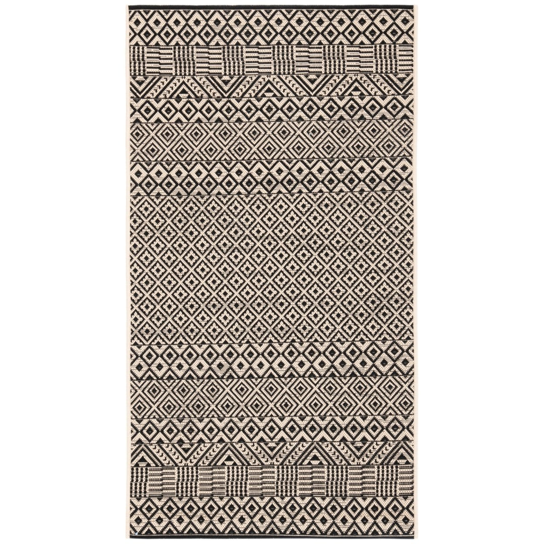 SAFAVIEH Outdoor CY6235-25612 Courtyard Beige / Black Rug Image 1