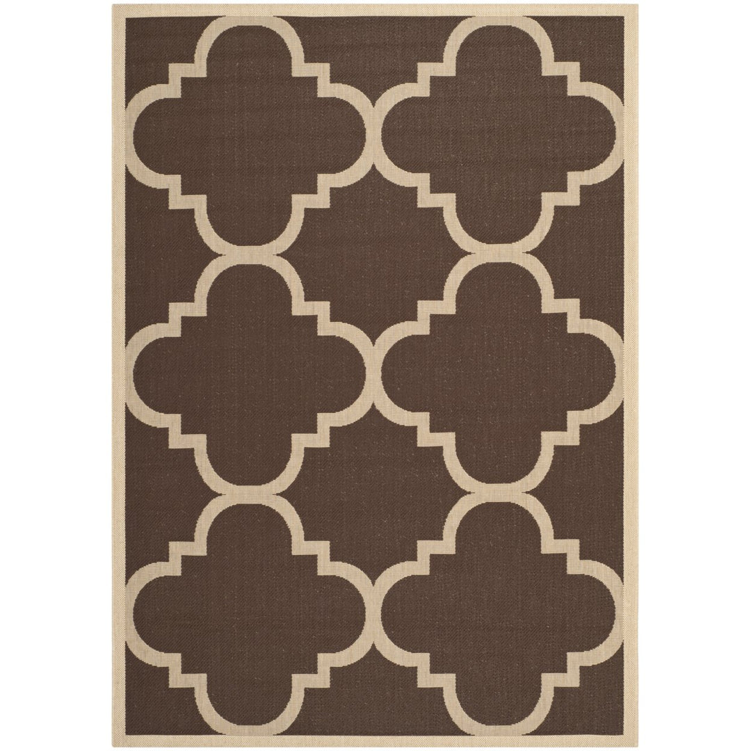 SAFAVIEH Outdoor CY6243-204 Courtyard Collection Dark Brown Rug Image 1