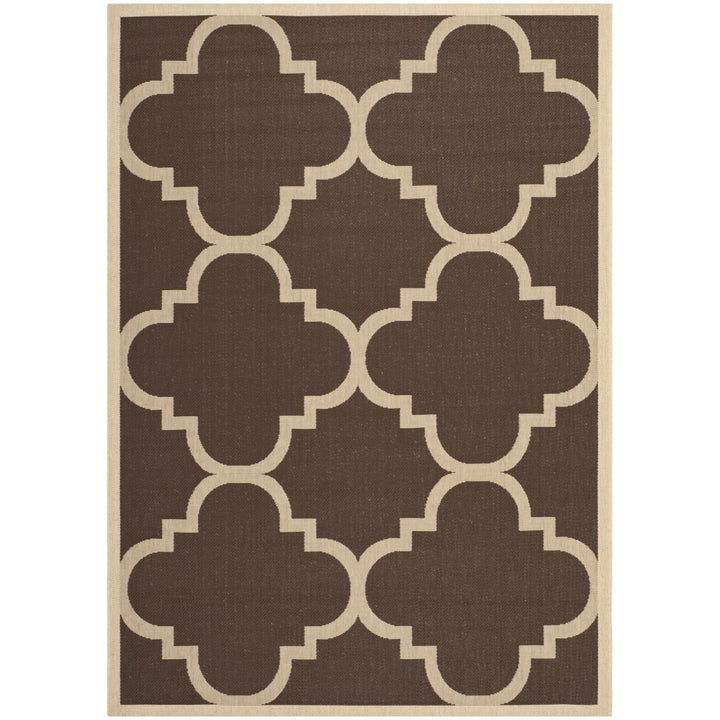 SAFAVIEH Outdoor CY6243-204 Courtyard Collection Dark Brown Rug Image 1