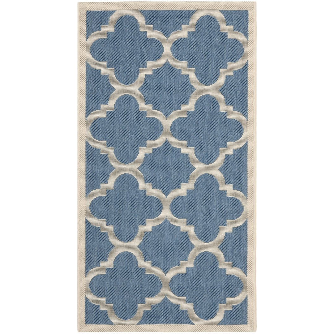 SAFAVIEH Indoor Outdoor CY6243-243 Courtyard Blue / Beige Rug Image 1