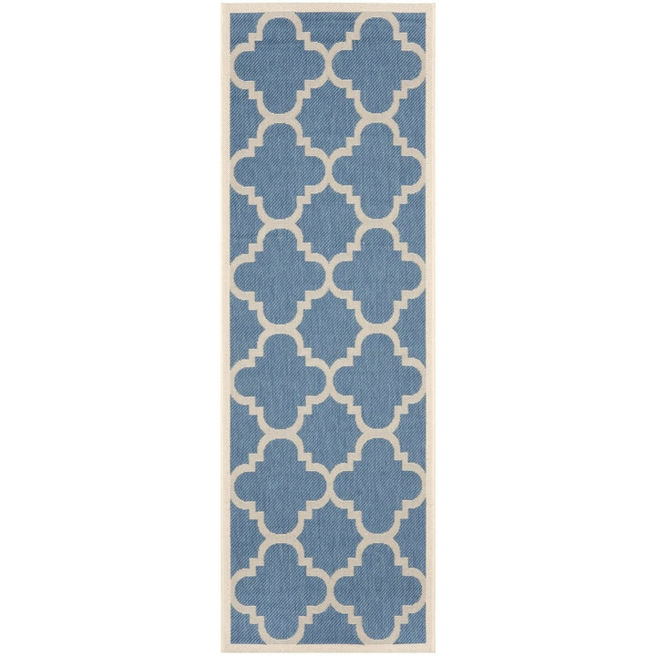 SAFAVIEH Indoor Outdoor CY6243-243 Courtyard Blue / Beige Rug Image 1