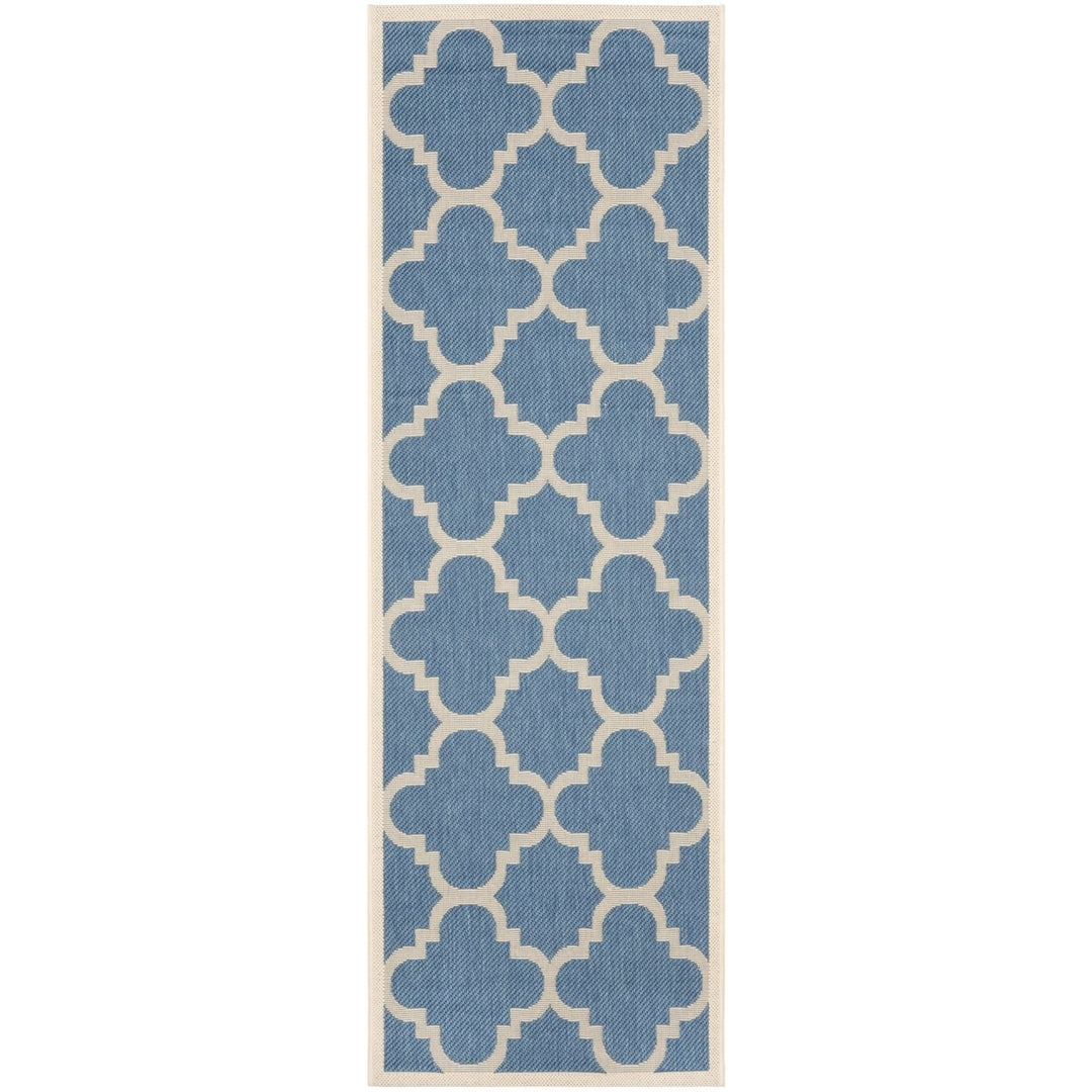 SAFAVIEH Indoor Outdoor CY6243-243 Courtyard Blue / Beige Rug Image 1