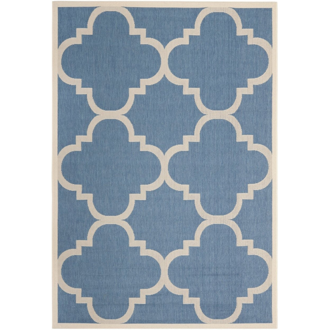 SAFAVIEH Indoor Outdoor CY6243-243 Courtyard Blue / Beige Rug Image 1