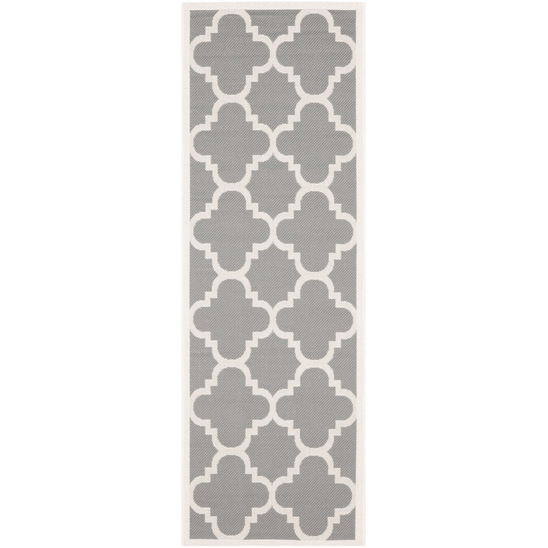 SAFAVIEH Indoor Outdoor CY6243-246 Courtyard Grey / Beige Rug Image 1