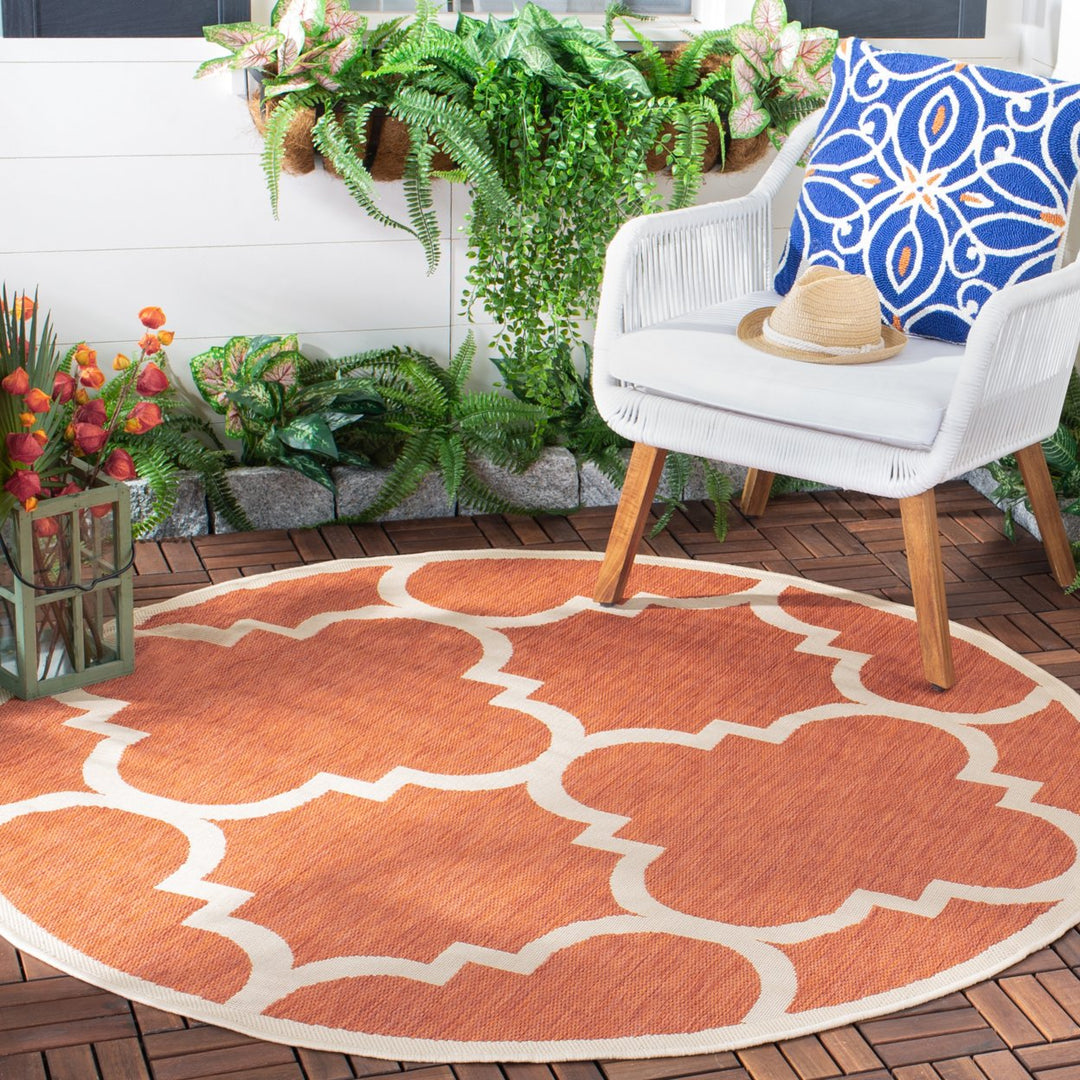SAFAVIEH Outdoor CY6243-241 Courtyard Collection Terracotta Rug Image 10