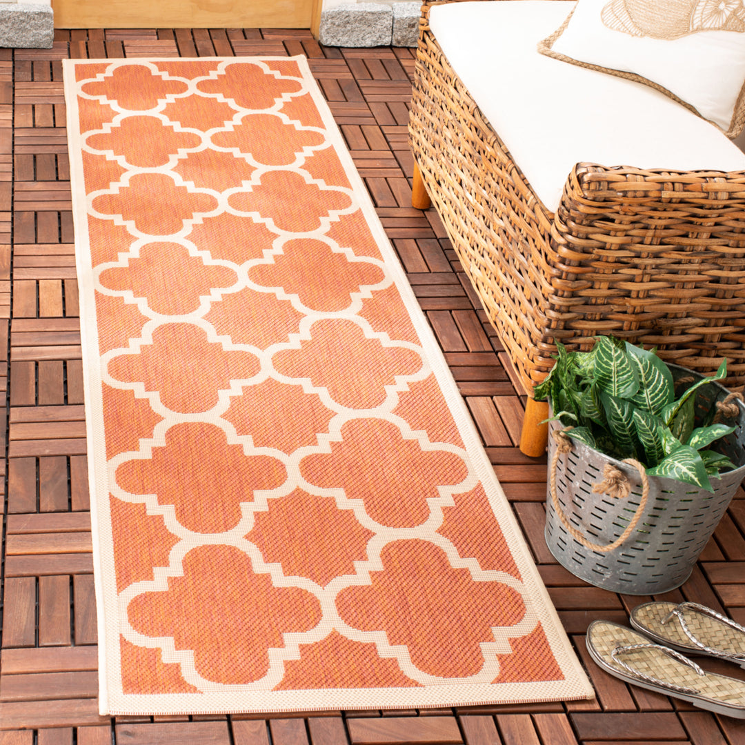 SAFAVIEH Outdoor CY6243-241 Courtyard Collection Terracotta Rug Image 11