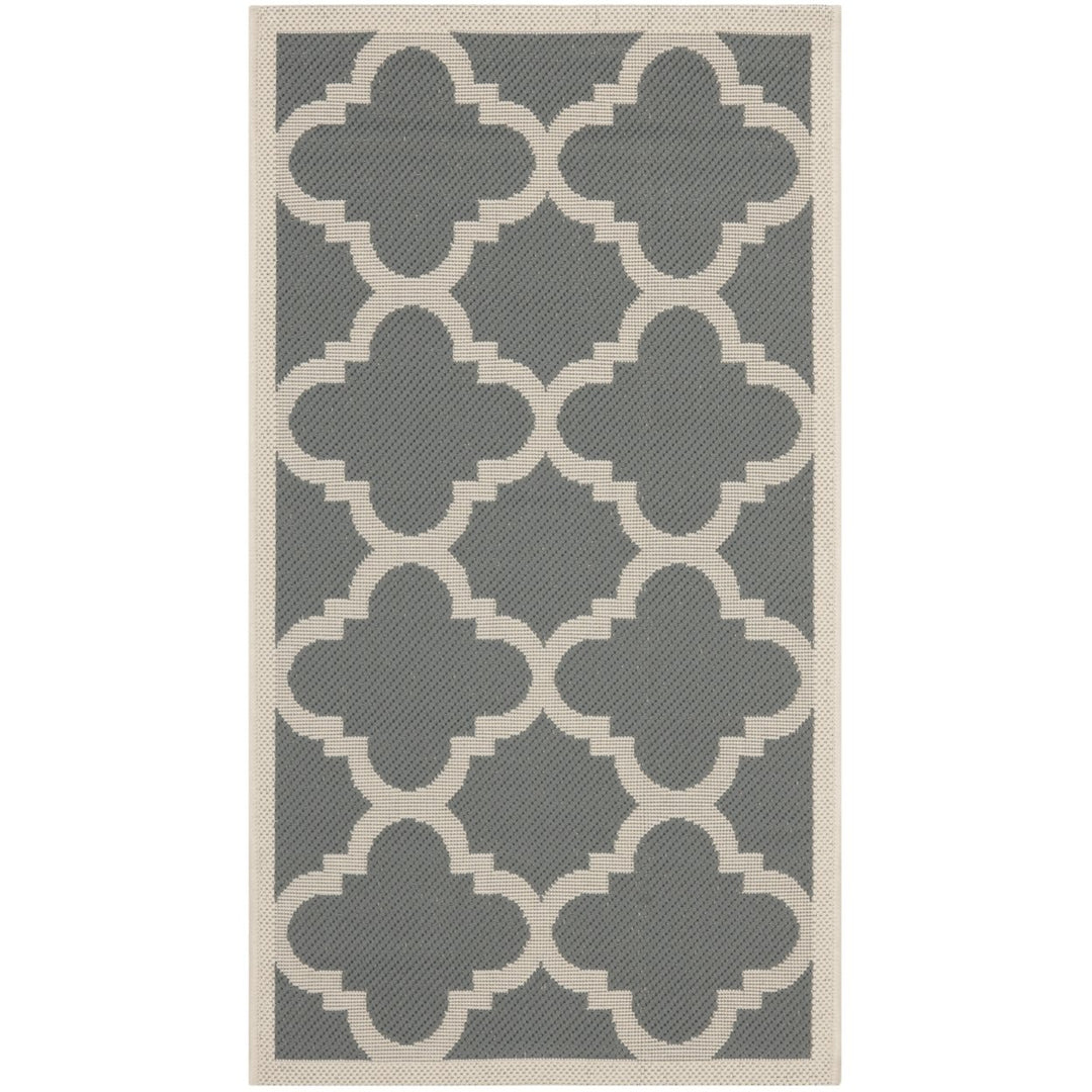 SAFAVIEH Indoor Outdoor CY6243-246 Courtyard Grey / Beige Rug Image 1