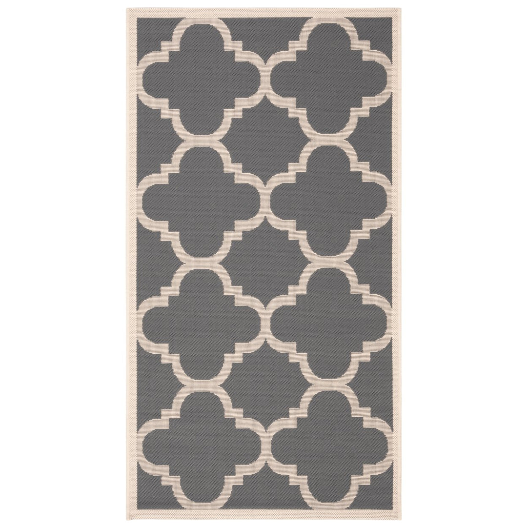 SAFAVIEH Indoor Outdoor CY6243-246 Courtyard Grey / Beige Rug Image 1