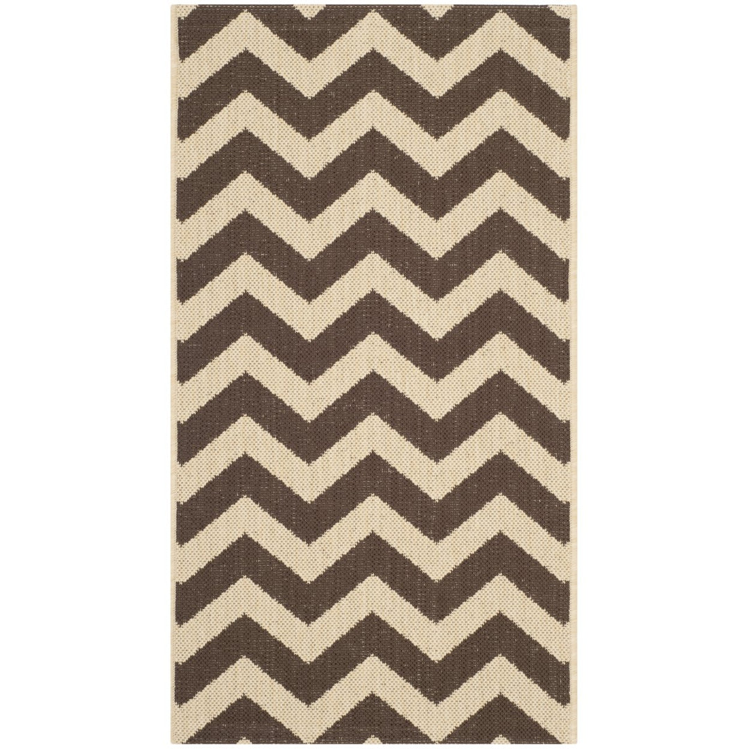 SAFAVIEH Outdoor CY6244-204 Courtyard Collection Dark Brown Rug Image 1