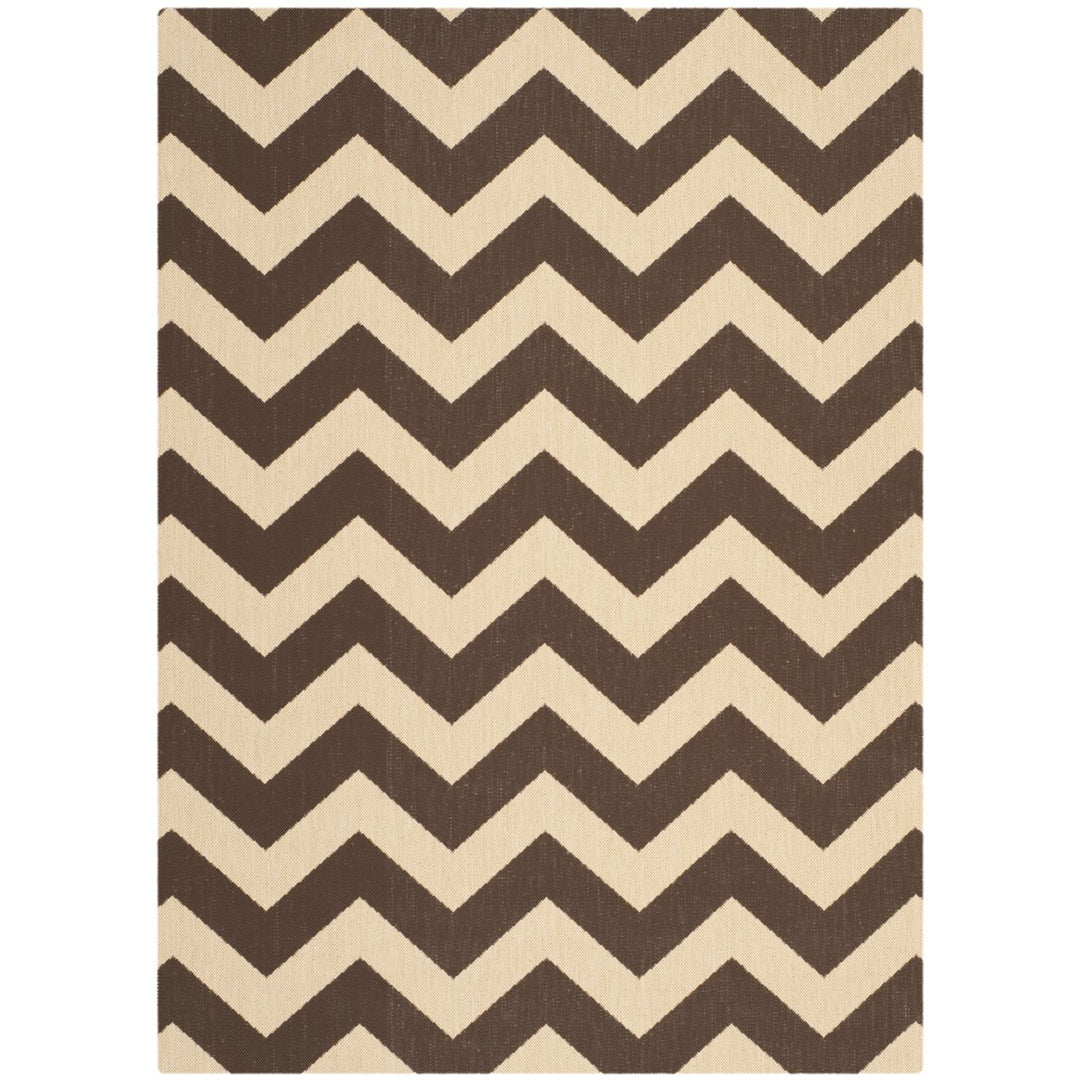 SAFAVIEH Outdoor CY6244-204 Courtyard Collection Dark Brown Rug Image 1