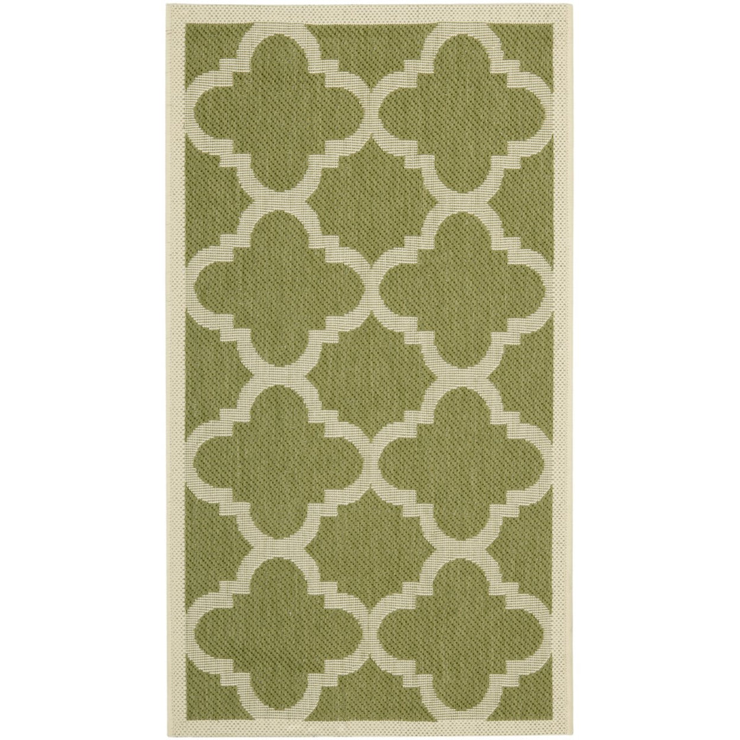 SAFAVIEH Indoor Outdoor CY6243-244 Courtyard Green / Beige Rug Image 1