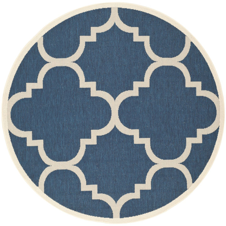 SAFAVIEH Indoor Outdoor CY6243-268 Courtyard Navy / Beige Rug Image 1