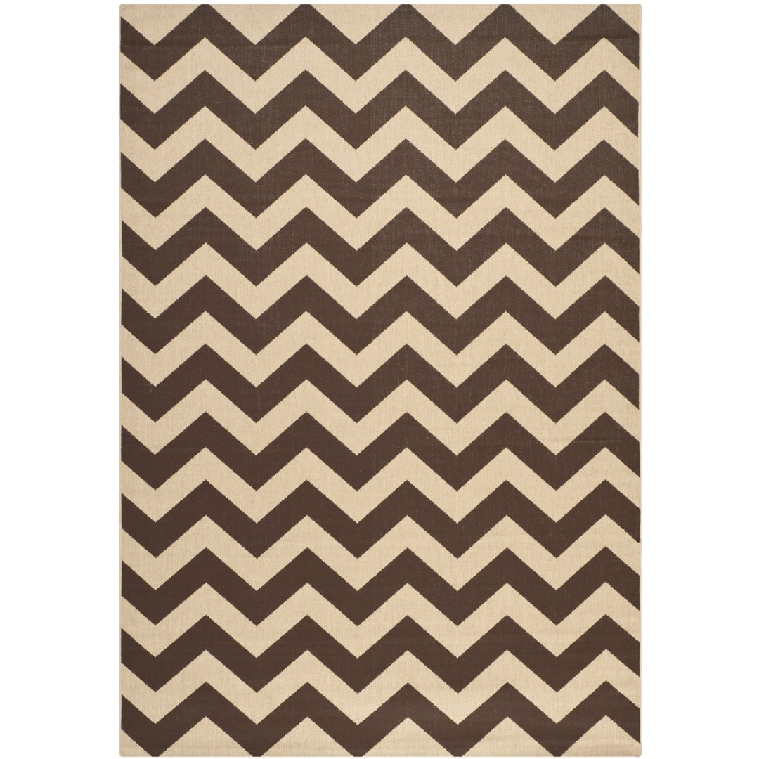 SAFAVIEH Outdoor CY6244-204 Courtyard Collection Dark Brown Rug Image 1