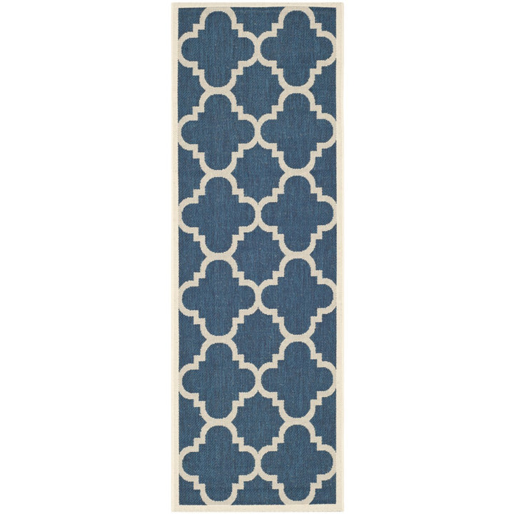 SAFAVIEH Indoor Outdoor CY6243-268 Courtyard Navy / Beige Rug Image 1