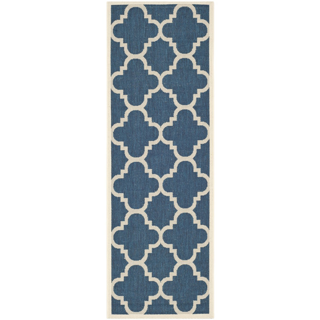 SAFAVIEH Indoor Outdoor CY6243-268 Courtyard Navy / Beige Rug Image 1