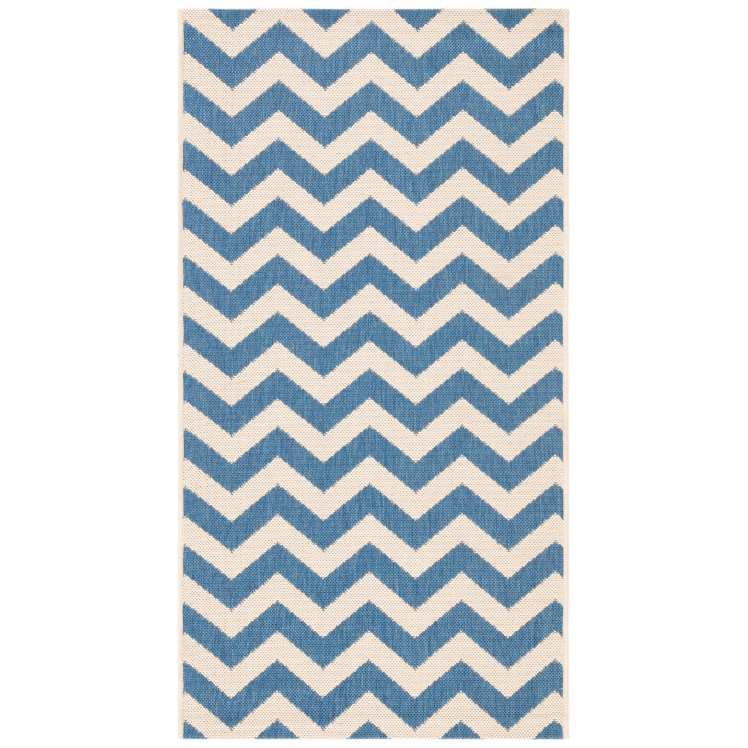 SAFAVIEH Indoor Outdoor CY6244-243 Courtyard Blue / Beige Rug Image 1