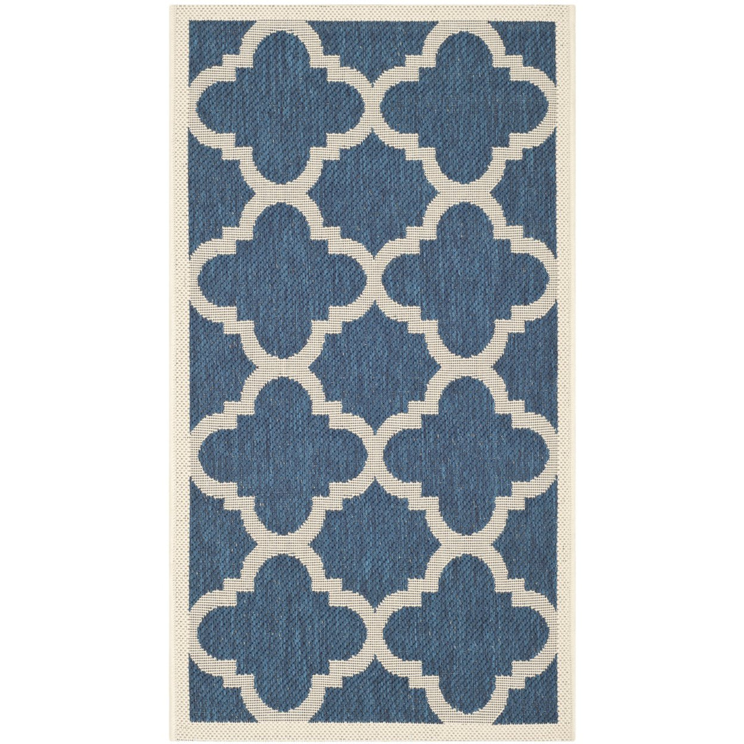 SAFAVIEH Indoor Outdoor CY6243-268 Courtyard Navy / Beige Rug Image 1