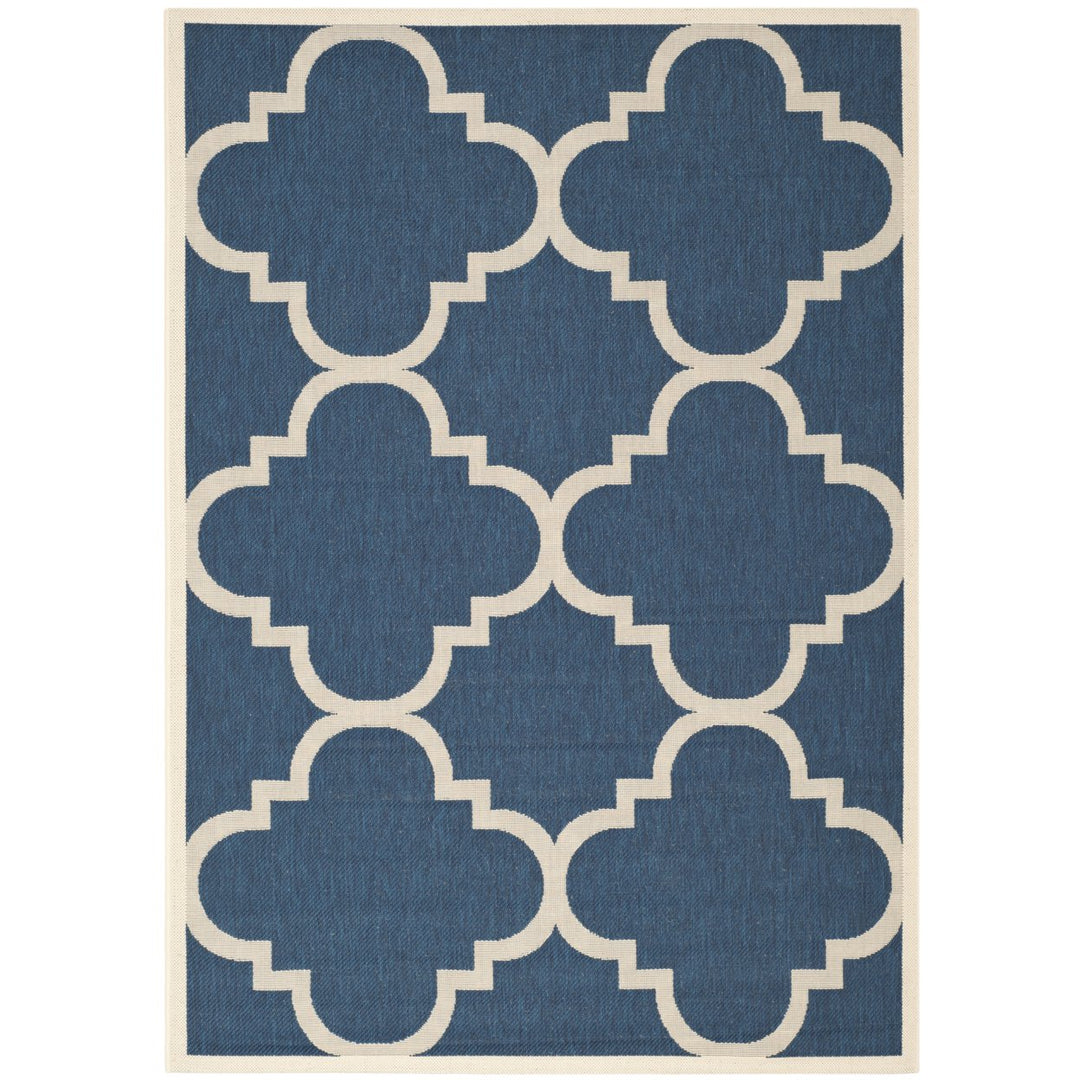 SAFAVIEH Indoor Outdoor CY6243-268 Courtyard Navy / Beige Rug Image 1