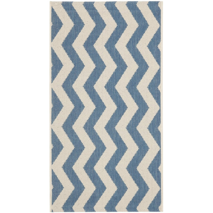 SAFAVIEH Indoor Outdoor CY6245-243 Courtyard Blue / Beige Rug Image 1