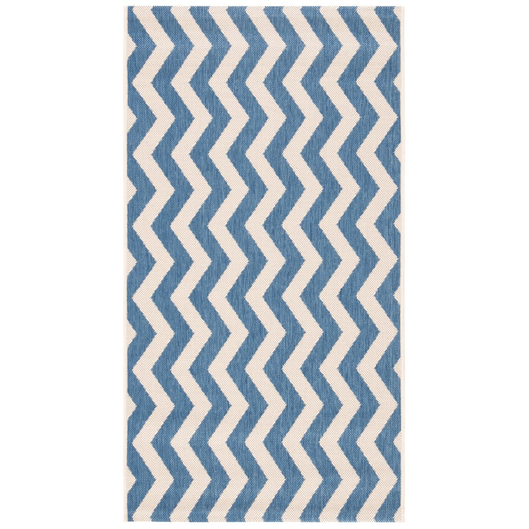 SAFAVIEH Indoor Outdoor CY6245-243 Courtyard Blue / Beige Rug Image 1