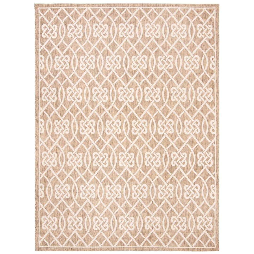 SAFAVIEH Outdoor CY6302-232 Courtyard Mocha / Light Beige Rug Image 1