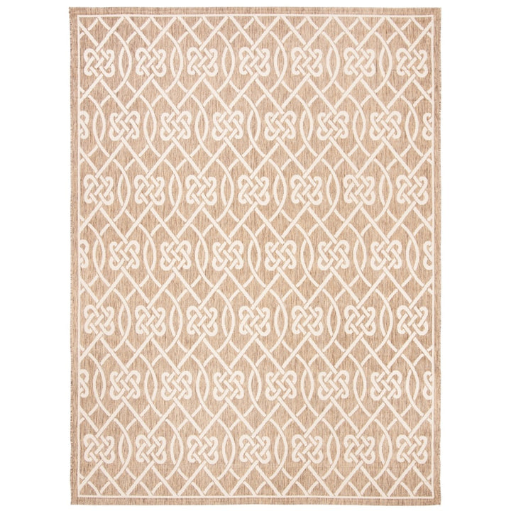 SAFAVIEH Outdoor CY6302-232 Courtyard Mocha / Light Beige Rug Image 1