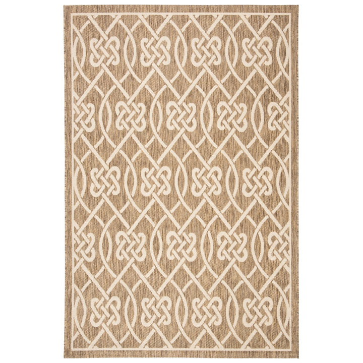 SAFAVIEH Outdoor CY6302-232 Courtyard Mocha / Light Beige Rug Image 1