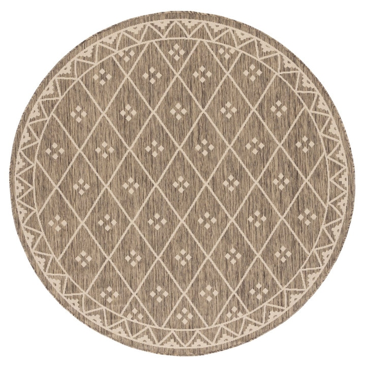 SAFAVIEH Outdoor CY6303-232 Courtyard Brown / Light Beige Rug Image 1