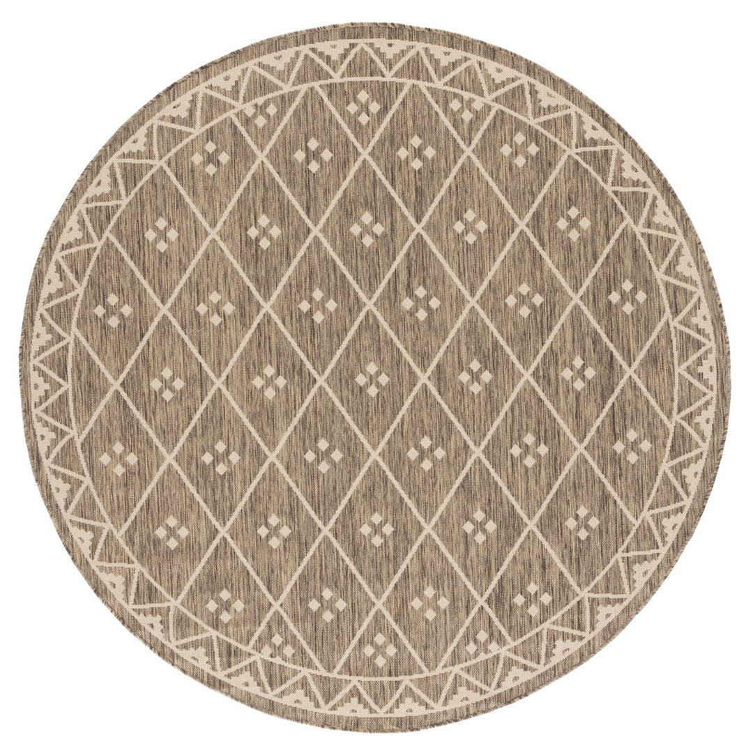 SAFAVIEH Outdoor CY6303-232 Courtyard Brown / Light Beige Rug Image 1