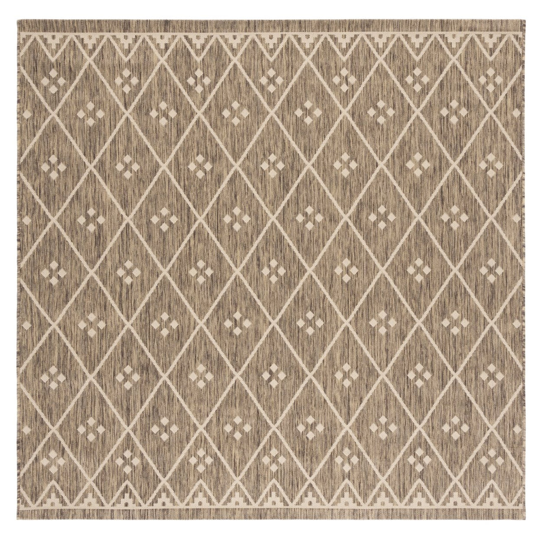 SAFAVIEH Outdoor CY6303-232 Courtyard Brown / Light Beige Rug Image 1