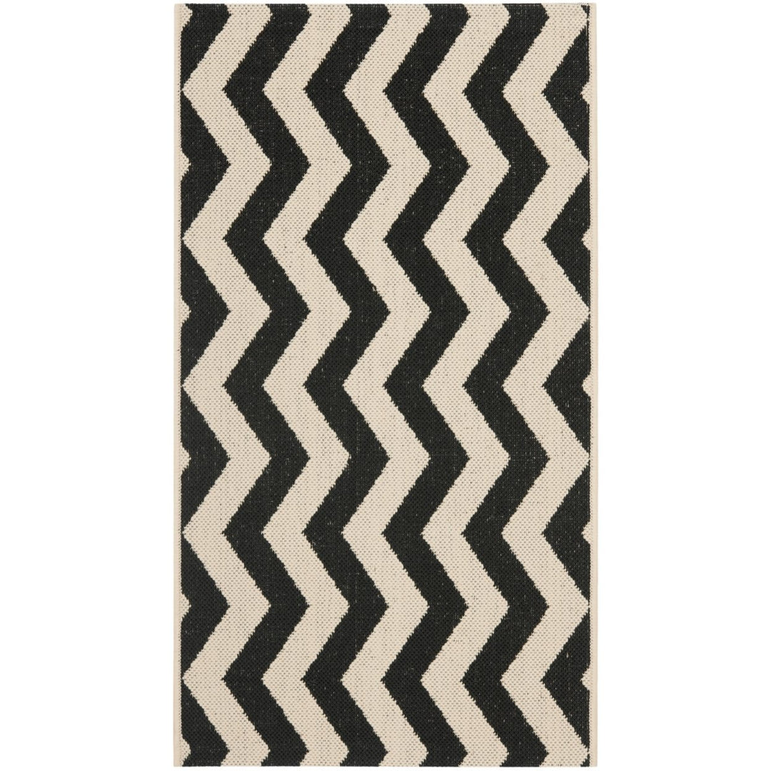 SAFAVIEH Indoor Outdoor CY6245-256 Courtyard Black / Beige Rug Image 1