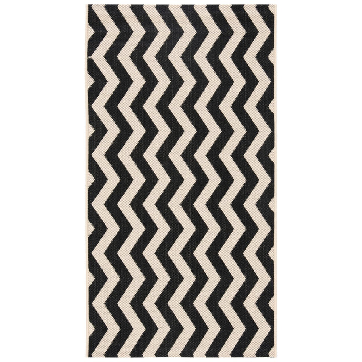 SAFAVIEH Indoor Outdoor CY6245-256 Courtyard Black / Beige Rug Image 1