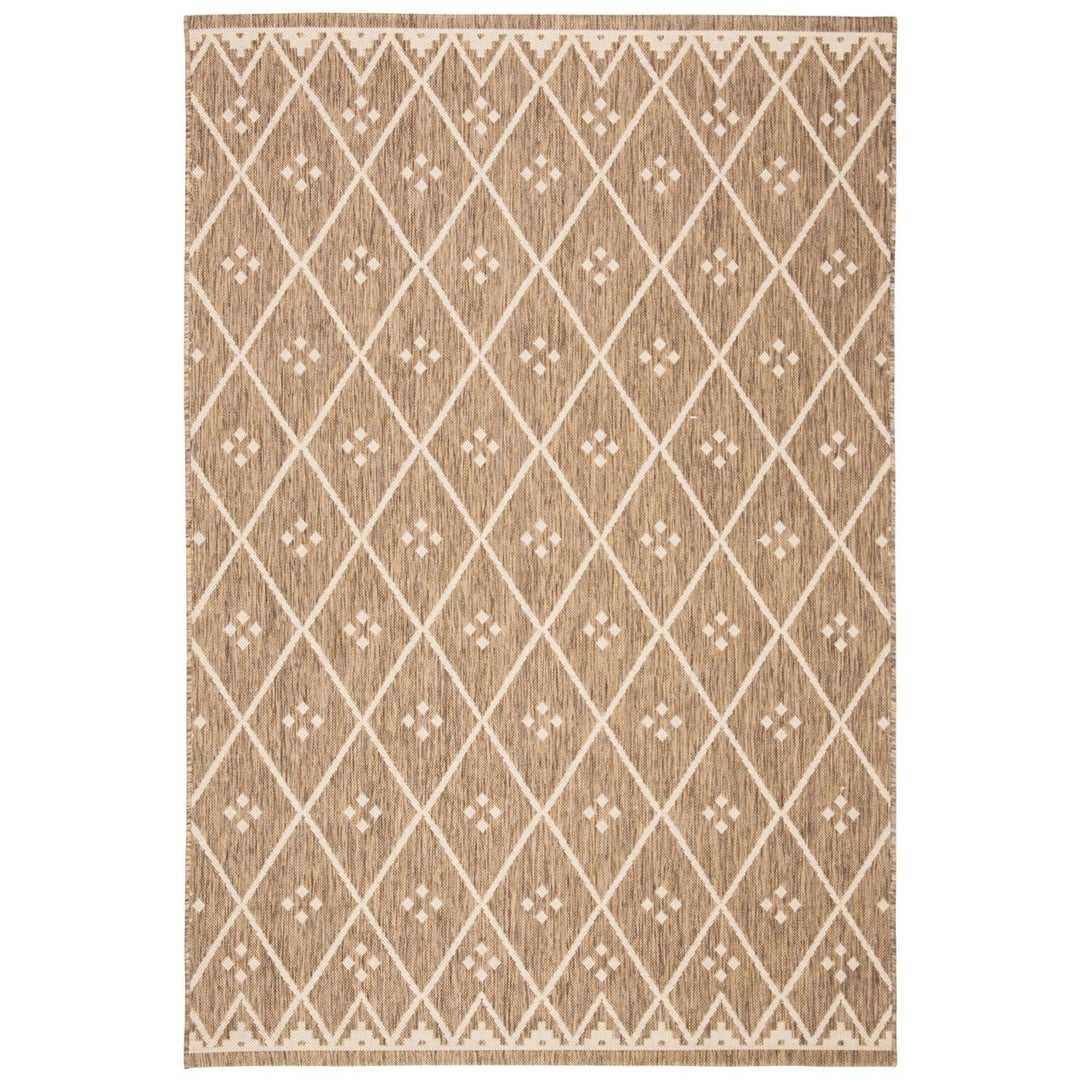 SAFAVIEH Outdoor CY6303-232 Courtyard Brown / Light Beige Rug Image 1