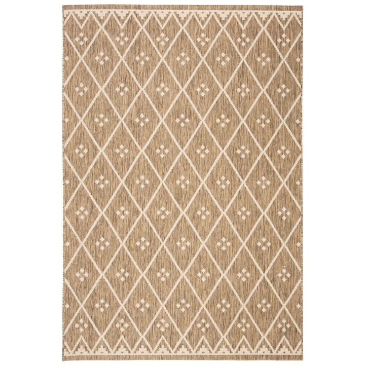 SAFAVIEH Outdoor CY6303-232 Courtyard Brown / Light Beige Rug Image 1