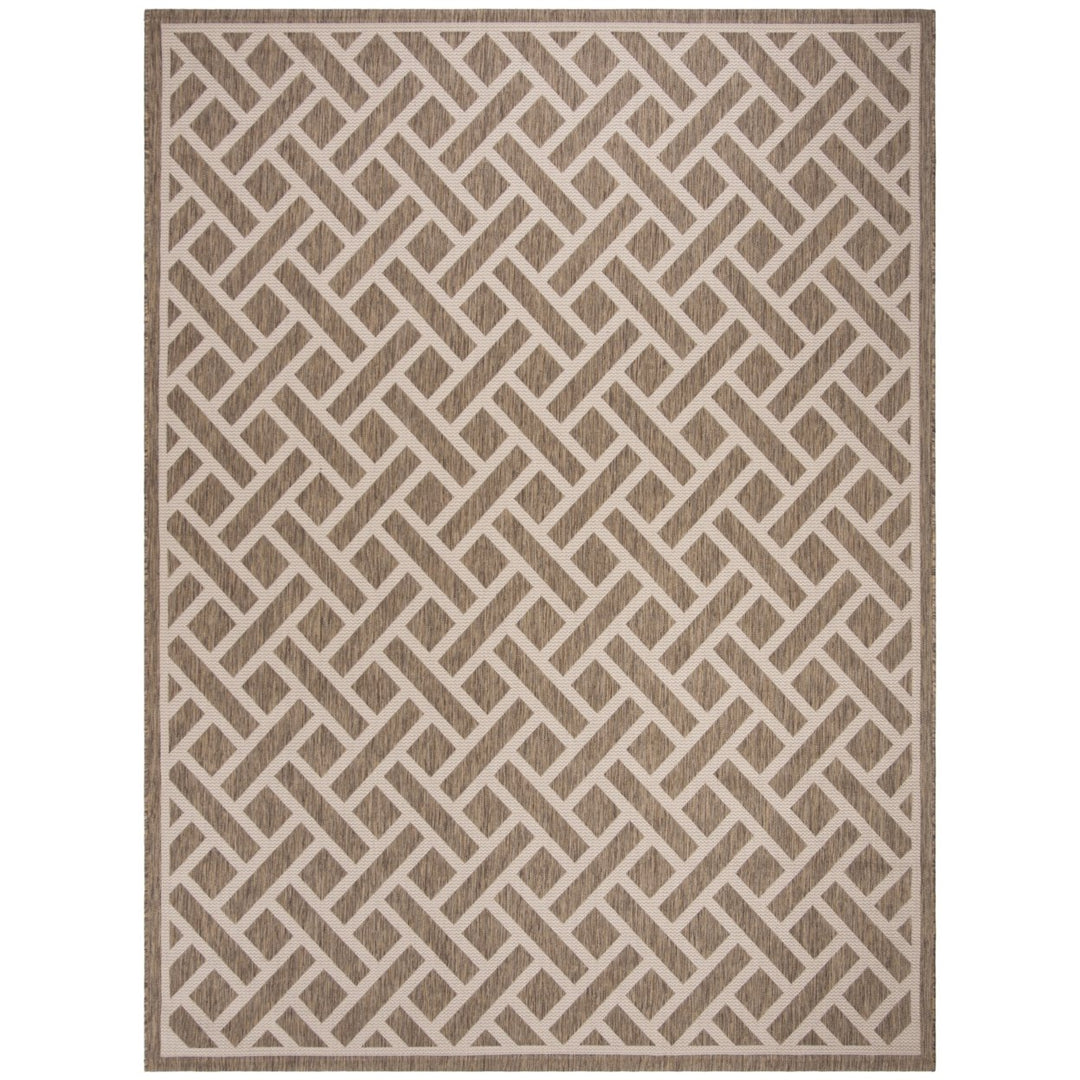 SAFAVIEH Outdoor CY6306-232 Courtyard Brown / Light Beige Rug Image 1