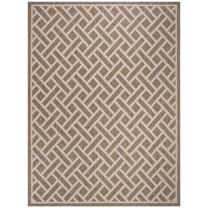 SAFAVIEH Outdoor CY6306-232 Courtyard Brown / Light Beige Rug Image 1