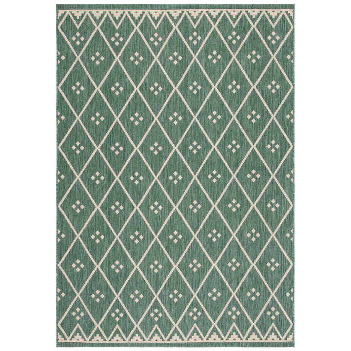 SAFAVIEH Outdoor CY6303-323 Courtyard Dark Green / Beige Rug Image 1